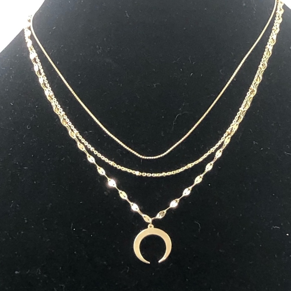 Necklace autumn half moon boho layered gold Tone - Picture 7 of 9